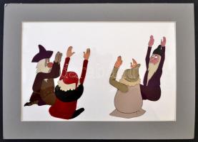 Jelzés nélkül: Nepp József, A Hófehér (1983) című rajzfilm egyik fázis rajza, paszpartuban, 18×28 cm