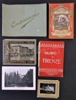 cca 1900-1930 Vegyes leporelló füzet tétel, 6 db, köztük Firenze, Ancona, Velence, Konstantinápoly, Sinaia, különböző méretekben