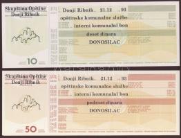 Jugoszlávia 1993. teljes bon sor "Donji Ribnik" 5 klf darab T:I