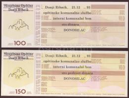 Jugoszlávia 1993. teljes bon sor "Donji Ribnik" 5 klf darab T:I