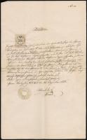 1858 Német nyelvű keresztelési anyakönyvi kivonat, 30 kr okmánybélyeggel / Taufschein
