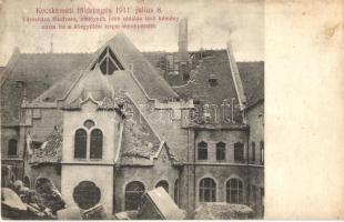 1911 Kecskemét, Városház főudvara a földrengés után, romok, Fantó fényképész felvétele (fl)