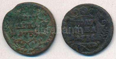 Orosz Birodalom 1735-1736. Polushka (1/4k) Cu (2xklf) T:3 Russian Empire 1735-1736. Polushka (1/4 Kopek) Cu (2xdiff) C:F