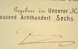 1896 A Ferenc József-rend lovagkeresztjének adományozó oklevele, Dr. Weisz Bernát bártfai közjegyző ...