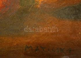 Maticska jelzéssel: Asztali csendélet. Olaj, farost, keretben, 29×33 cm