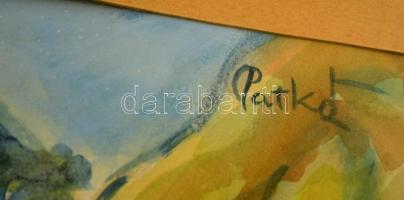 Patkó jelzéssel: Ház. Akvarell, papír, üvegezett keretben, 21×29 cm