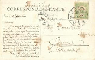 1906 A Caronia kivándorló hajó Fiume előtt / Dampfer Caronia / immigration ship. Hofphotograf Jeluss...