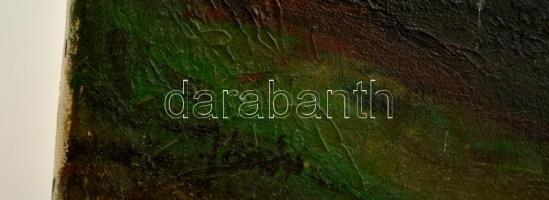 Jándi jelzéssel: Templom a völgyben. Olaj, vászon, 30×40 cm