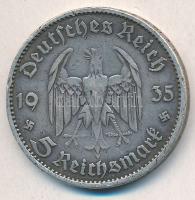 Német Harmadik Birodalom 1935A 5M Ag "Náci hatalom első évfordulója" T:2,2- ph. German Third Reich 1935A 5 Marks Ag "1st Anniversary of Nazi rule" C:XF,VF edge error Krause KM# 83