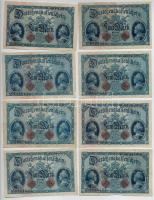 Német Birodalom 1914. 5M (9x) hét jegyű sorszám T:III German Empire 1914. 5 Mark (9x) seven digit serial C:F Krause 47.b