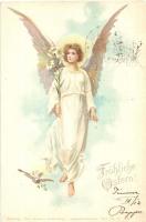 Fröhliche Ostern! / Easter greeting card, angel, Theo. Stroefers Kunstverlag Aquarell-Postkarte Serie IX. No. 5585. litho (Rb)