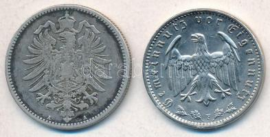 Német Birodalom 1881A 1M Ag + Német Harmadik Birodalom 1934F 1M Ni T:1--2- kis patina
German Empire...