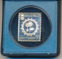 1979. "Nemzetközi Gyermekév - Napraforgó" Ag bélyegérem eredeti ÁPV tokban (3.41g/0.835/27x22mm) T:PP kis patina