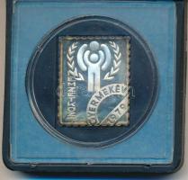 1979. "Nemzetközi Gyermekév" Ag bélyegérem eredeti ÁPV tokban (3.41g/0.835/27x22mm) T:PP kis patina
