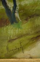 Neogrády jelzéssel: Hazafelé. Olaj, vászon-karton, üvegezett keretben, 33×45 cm