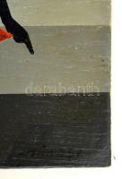 Hincz jelzéssel: Jelek. Olaj, falemez, sérült, 47×79 cm