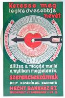 Budapest ~1930. Szerencseszív forgatható sorsjegy T:I- /  Hungary / Budapest ~1930. Lucky Heart lottery ticket with wheel C:AU