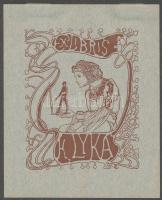 Nagy Sándor (1869-1950): Ex libris Lyka Károly, klisé, papír, jelzett a klisén, 11,5×9,5 cm