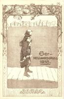 1918 6er Neujahrsgruss Feldpostkarte / 6. gyalogezred rokkantjai, özvegyei és árvái javára Tábori Levelezőlap / WWI K.u.K. military charity art postcards: Naisinek