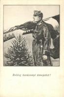 Boldog Karácsonyi Ünnepeket! / WWI K.u.K. military Christmas greeting art postcard s: Bortnyik S.