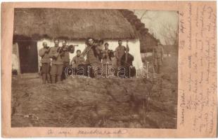 1916 M. Kir. 310. honvéd gyalogezred parancsnokság, katonai zenekar csoportképe / WWI K.u.K. military field music band, photo (EK)