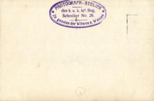 Osztrák-magyar katonák zenélnek a fronton a Koplaló Csárda előtt / WWI K.u.K. military, soldiers mus...