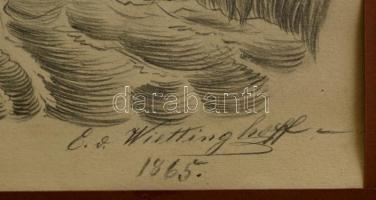 Wiettinghoff Evald (1826-1882): Bibliai jelenet 1865. Ceruza, papír, jelzett, paszpartuban, 46×32 cm