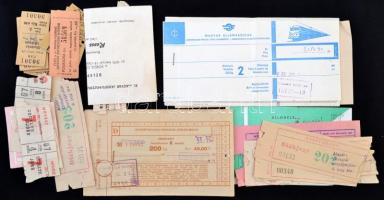 cca 1970-1980 Vegyes okmány tétel, kb. 50 db:  Különféle uti-, belépő jegyek, közte cseh vonatjegyekkel, valamint labdarúgó mérközésre szóló jegyekkel (MTK, FTC..stb.)