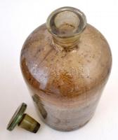 Régi motorolaj tartó dugós palack, m:34 cm, kb 3 liter