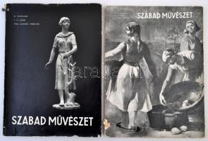 1956 Szabad Művészet hét száma, X. évfolyam 1-6., 8-9. számok, nem teljes évfolyam, papírkötés, többnyire szakadozott, viseltes állapotban.