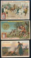 cca 1930 7 db Liebeig litho cigaretta és csokoládé gyűjtőkártya, benne városképesek is. / Liebeig cigarette and coffe litho collecting cards
