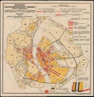 1936 Budapest házadómentességi térképe. Hozzá kihajtható szöveges magyarázat. Térkép méret 30x30 cm
