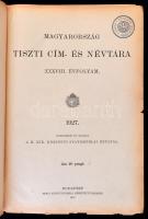 1927 Magyarország tiszti cím- és névtára. XXXVIII. évf. Szerk.: Magyar Királyi Központi Statisztikai Hivatal. Bp., Magyar Királyi Állami Nyomda. Kiadói egészvászon-kötés, az elülső előzéklap és a címoldal kijár, de egyébként jó állapotban.