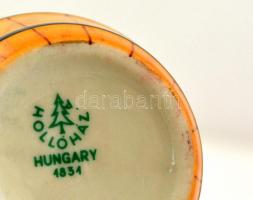 Hollóházi Márka Vermouth készlet: 1 db hordó + 4 db pohár, orosz feliratos fa tartóval, hibátlan, kü...