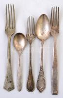 Alpakka főleg kanalak, villák, több jelzett, összesen:29 db