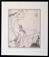 Kozma Lajos (1884-1948): Emelés. Cinkográfia, papír, jelzett a cinkográfián, paszpartuban, 20×17 cm