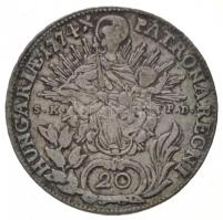 1774B/SK-PD 20kr Ag "Mária Terézia" (6,54g) T:2,2- / 
Hungary 1774B/SK-PD 20 Kreuzer Ag &...