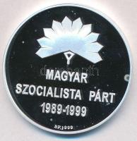 ~1990. "Magyar Szocialista Párt 1989-1999 / Európai Szocialisták Pártja" jelzett Ag emlékérem dísztokban (31,22g/0,999/42,5mm) T:PP fo.