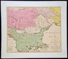 cca 1770 Magyarországot is ábrázoló Balkán és Kelet Kelet Európa térkép. Neue Graenzkarte zwischen Oesterreich, Russland und der Türkei enthaltend alle Provinzen des jetzigen Kriegs und der darin merkwürdigsten Oerter zu Leichter Erklaerung der Zeitungsblatter von gebrüder Lotter in Augsburg. Kartonra kasírozva. /   Map of Transylvania, Romania, Turkey. On cartboard. 57x47 cm