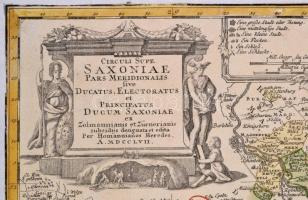 1757 Friedrich Zollmann; Adam Friedrich Zurner: Szászország rézmetszetű térképe. Circuli Super. Saxo...