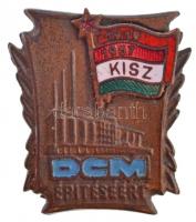 ~1960-1970. "DCM építéséért - KISZ 1919-1957" részben zománcozott Br jelvény (20x22mm) T:2