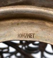 5 db filigrán alpakka pohártartó, egy híján mindegyikhez üveg betéttel, jó állapotban