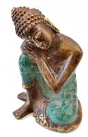 3 db keleti szobor: 2 db Buddha, 1 db Ganésa, festett réz, jelzés nélkül, kopásokkal, m: 9,5 / 10 / ...