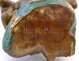 3 db keleti szobor: 2 db Buddha, 1 db Ganésa, festett réz, jelzés nélkül, kopásokkal, m: 9,5 / 10 / ...