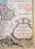 1750 Izrael 12 törzse. rézmetszetű térkép. kartonra kasírozva, kis sérülésekkel. Palaestina in XII. ...