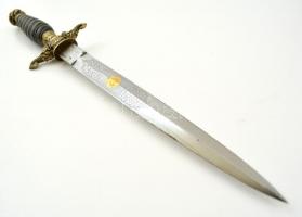 cca 1950 Magyar tábornoki tőr, számozott (5), gazdagon díszített pengével és markolattal, díszes Rák...