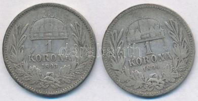 1893KB-1894KB 1K Ag "Ferenc József" (2xklf) T:2-,3