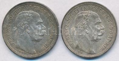 1914KB-1915KB 1K Ag "Ferenc József" (2xklf) T:2 patina