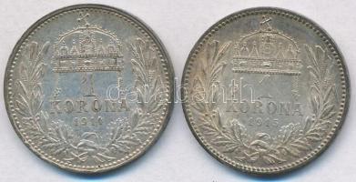 1914KB-1915KB 1K Ag "Ferenc József" (2xklf) T:2 patina