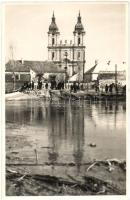 Zombor, Sombor; Bürger-kerti nagy híd foktői oldaláról, amit az árvíz elsodort / flood, photo